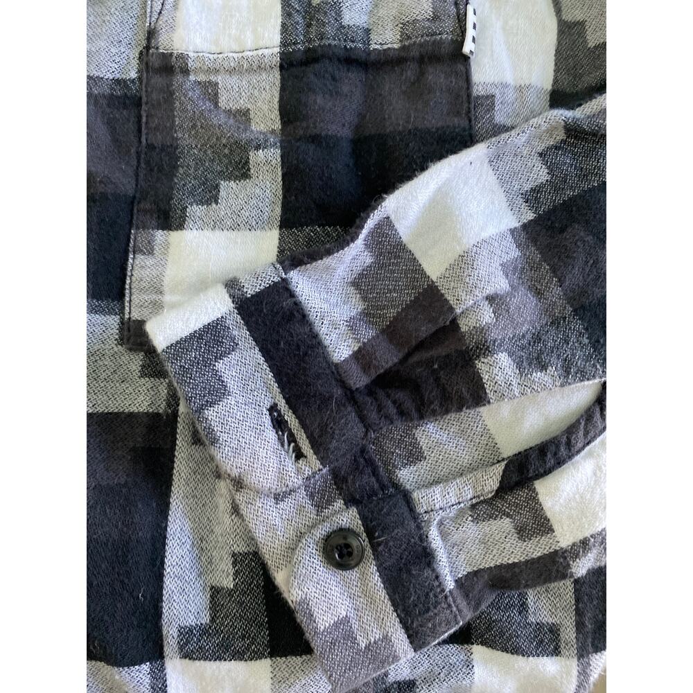Vans Womens Small Black White Geometric Plaid Flannel Button Shirt Tunic Dress - Picture 9 of 9